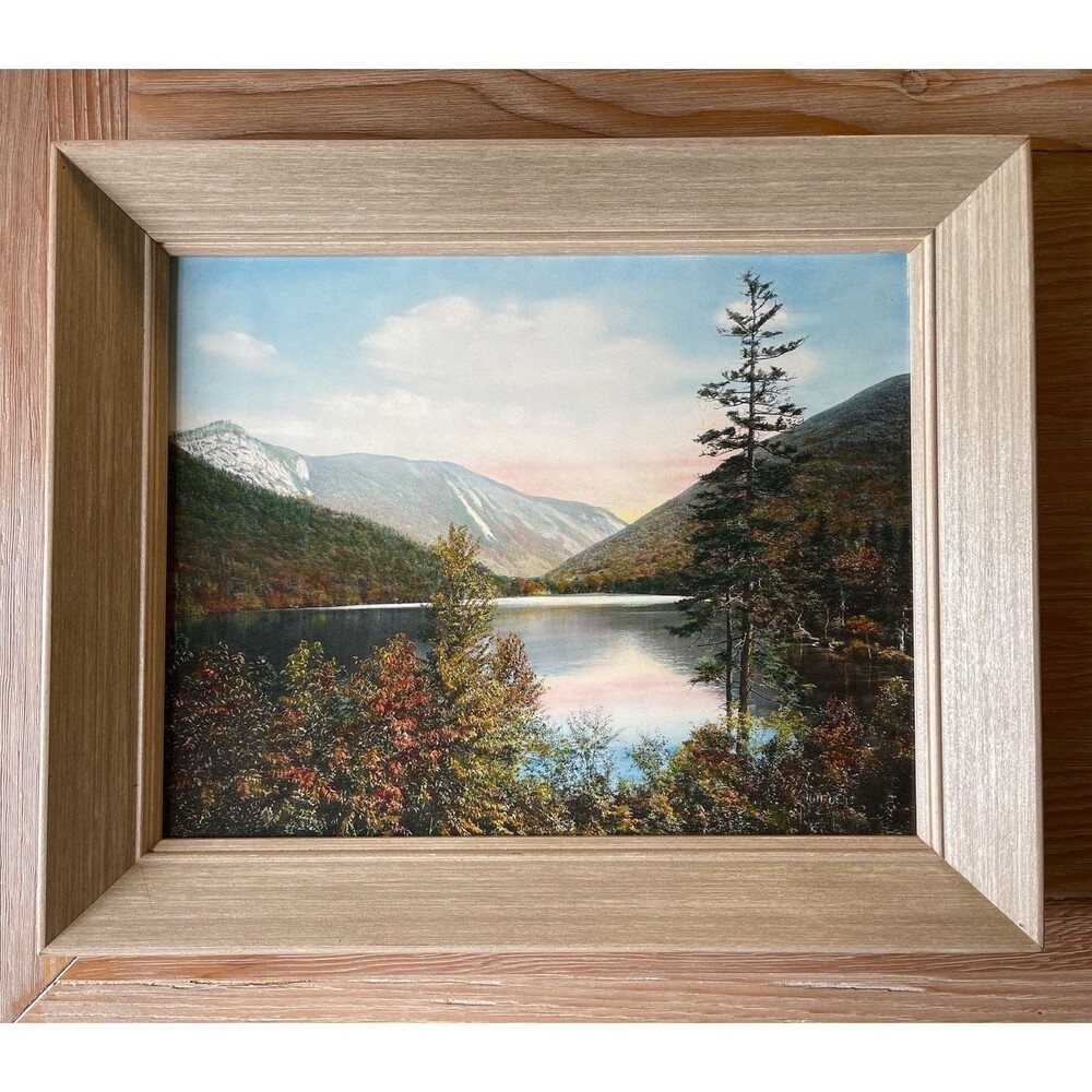 Rare Antique Charles Sawyer Hand-Colored Photograph – Echo Lake